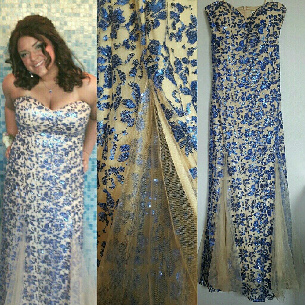 Embroidered Strapless Gown - Cache